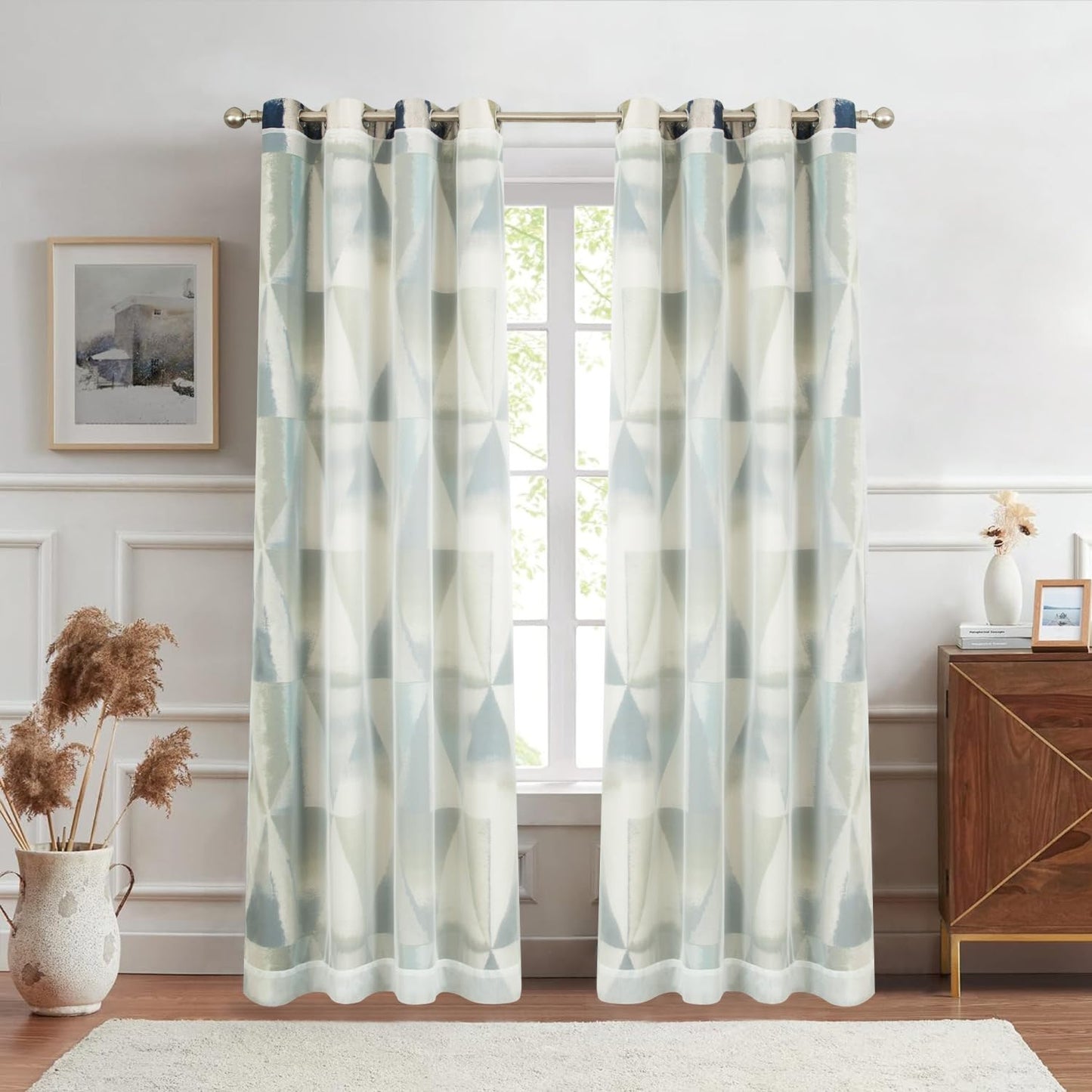 Leeva Elegant Blackout Curtains and Sheer Layered, Grommet Window Curtain Panels with Tiebacks, Light Filtering Drapes for Bedroom Partition Room Dividers, 52 x 96