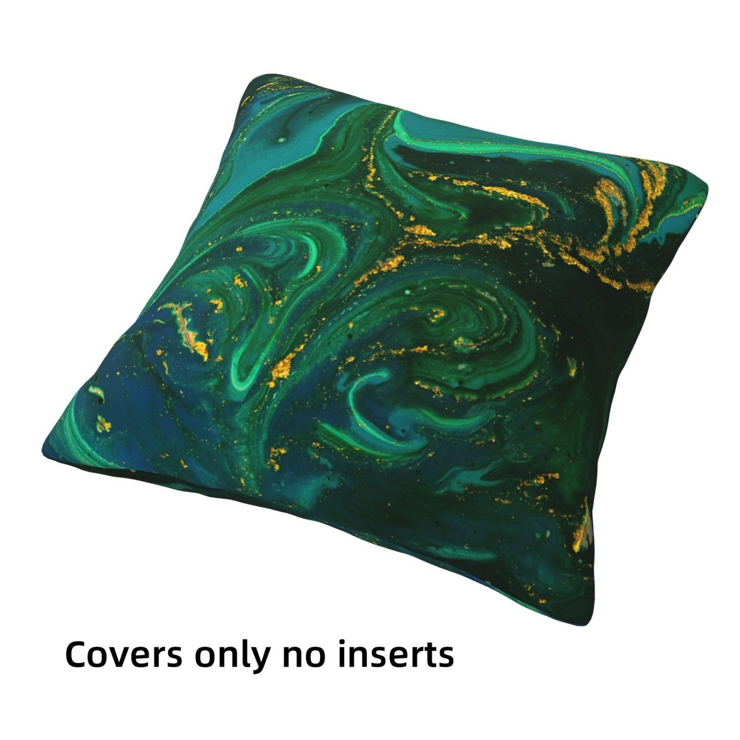 LOHDALOLF Emerald Green Gold Throw Pillow Covers 18x18 inch Set of 4 Abstract Pillow Cases Modern Decorative Cushion Covers for Sofa Couch