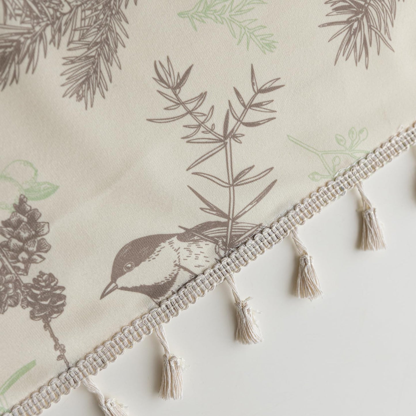 Erbnaryx Bird Botanical Curtains 72 Inches Long, Boho Farmhouse Light Filtering Rod Pocket Drapes with Tassel Trim for Bedroom Living Room, 2 Panels