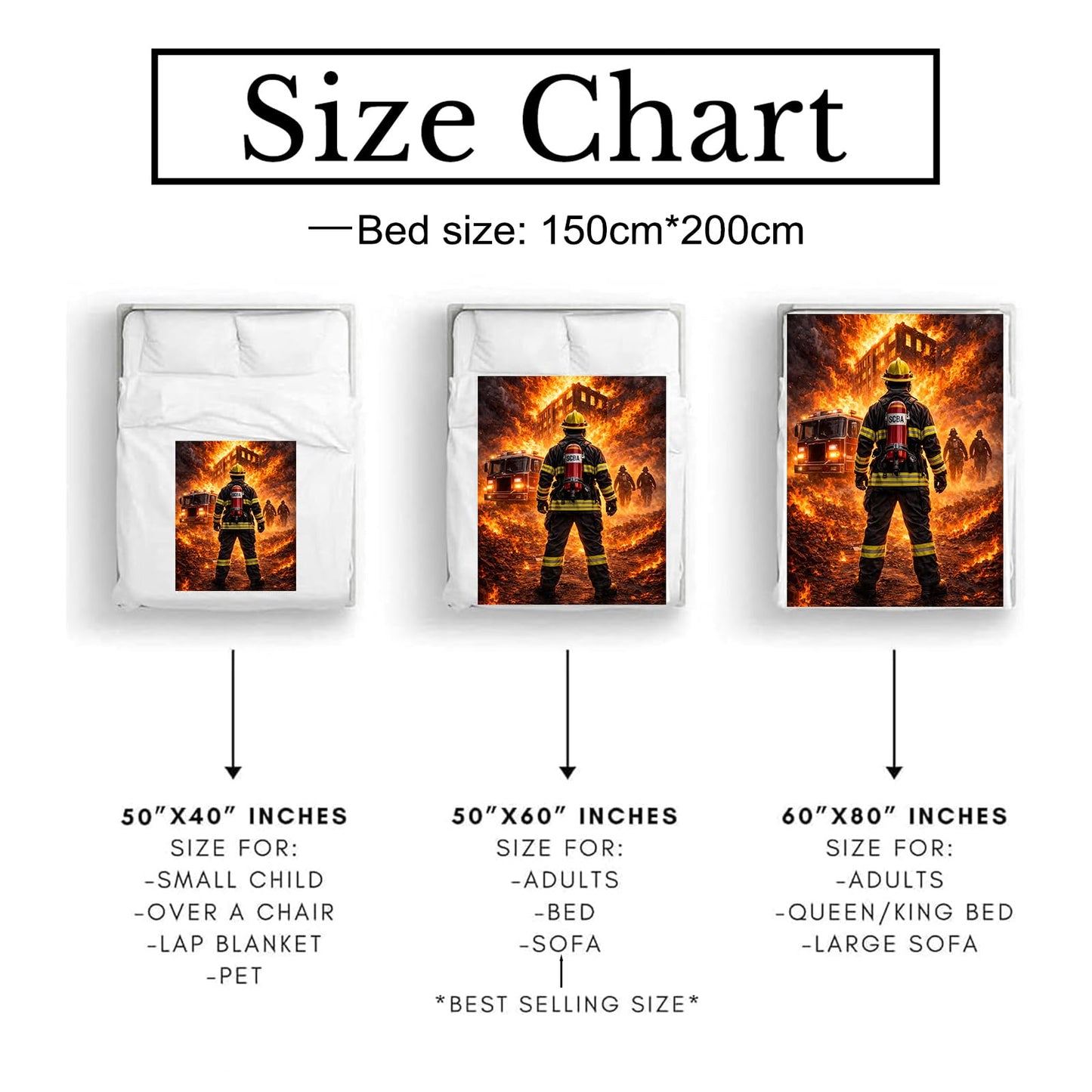 Firefighter Blanket Soft Cozy Hero Fire Rescue Burning Building Flannel Throw Blanket, Gifts for Men Fireman, Warm Yet Lightweight Blankets for Travel, Couch, Bed, Fuzzy Decor Comfort Wrap 60"×50"