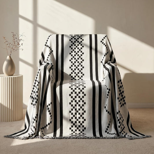 amorus Bohemian Throw Blankets,Throw Blanket Chenille Jacquard Tassels Soft Throws Cover for Couch, Bed,Outdoor Camping Picnic Car Travel Warm & Cozy for Seasons, Pattern II(63"*71")