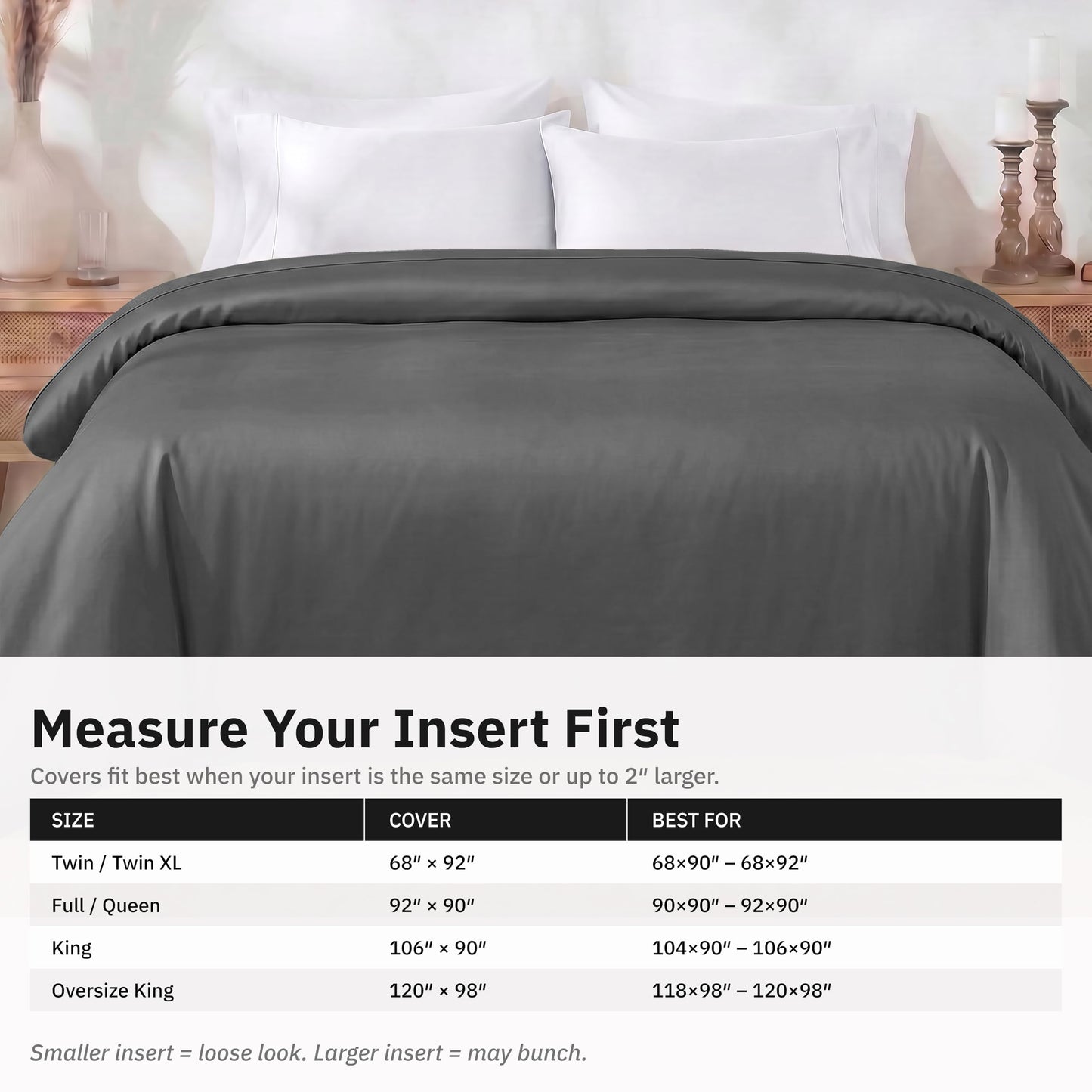 California Design Den Full/Queen 100% Cotton Duvet Cover Only - Winner Good Housekeeping Best Bedding Awards 2025, 400 Thread Count, Sateen Duvet Covers Queen, Button Closure & Corner Ties - Grey