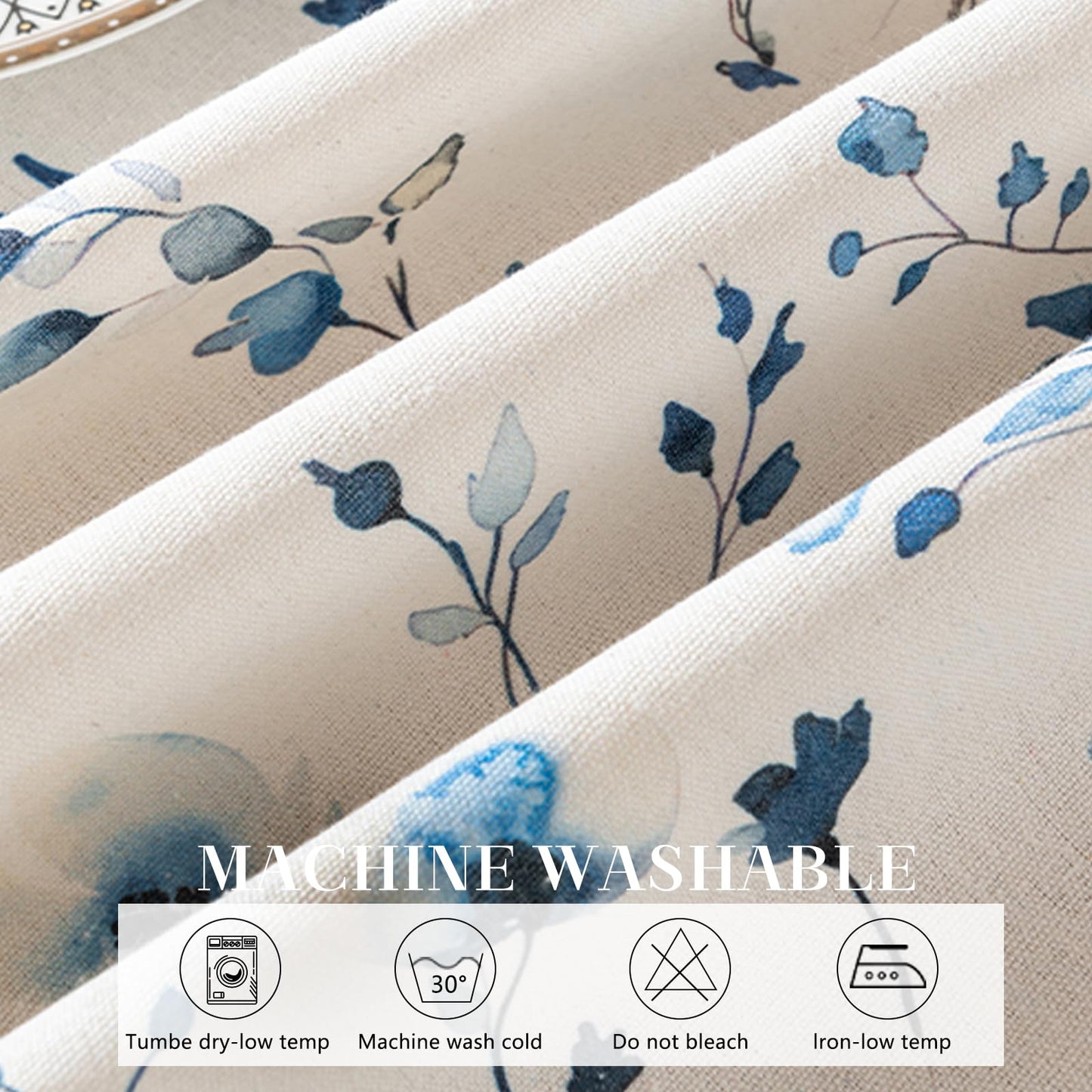 HOMLOVE Tablecloth Pastoral Style, Waterproof & Stain Resistant Table Cloth Wrinkle Free Table Cover for Dining/Kitchen/Patio, Washable Indoor & Outdoor Use (Blue Flower, 55"X102")