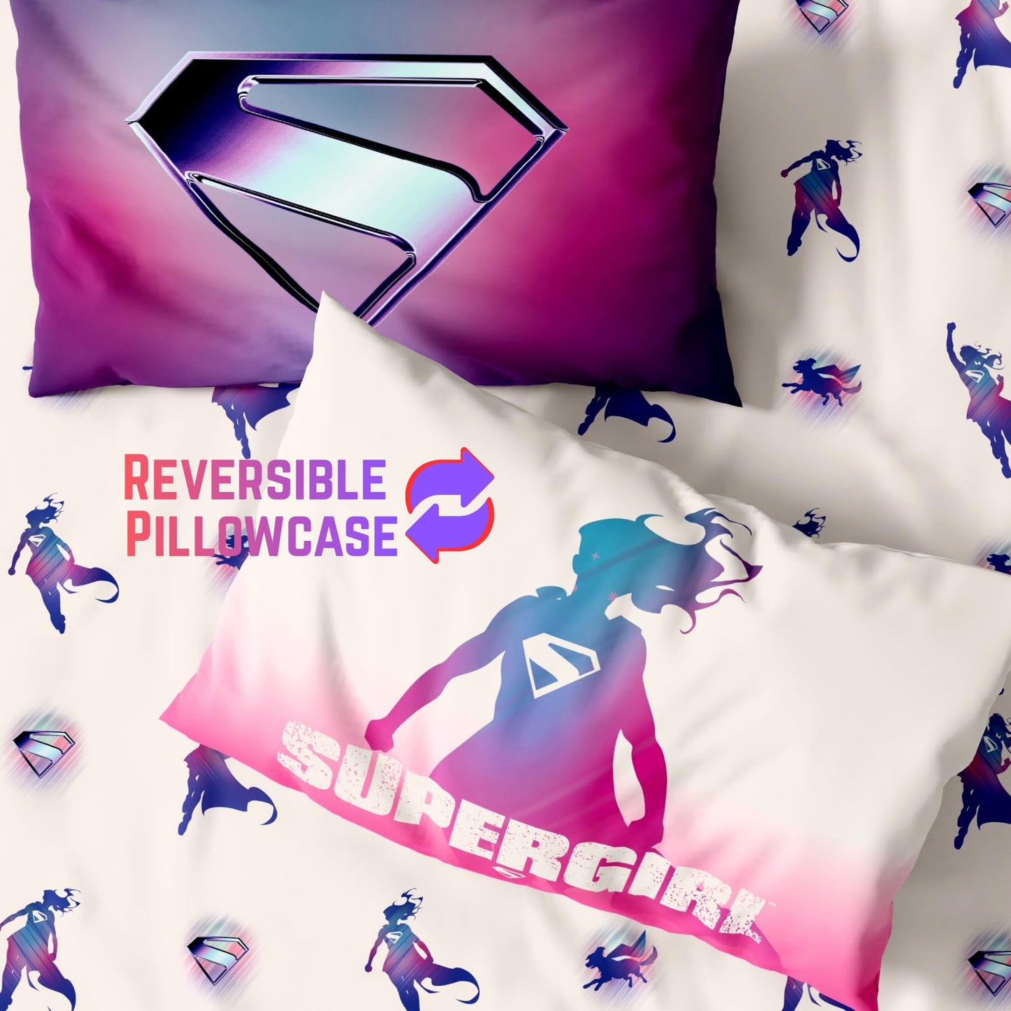 Supergirl Movie Bedding Set, Full Size, 5-Piece Super Soft Cozy Reversible Comforter & Sheet Set (Officially Licensed Product) by Franco