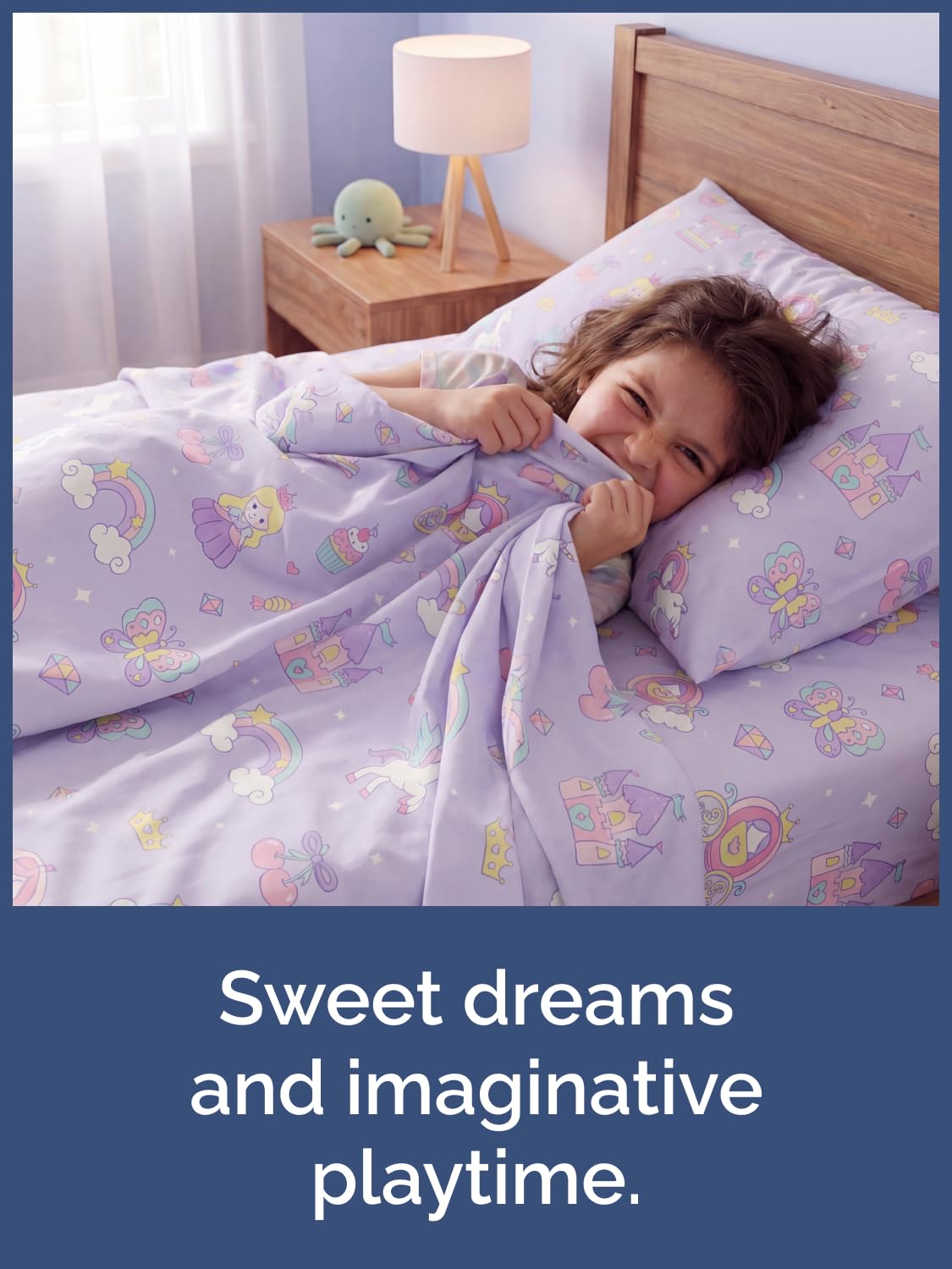 CGK Unlimited Kids Princess Dreamland Queen 4 Piece Sheet Set - Boys, Girls, Teens, Toddler - Easy Fit Deep Pockets - Soft, Cooling & Breathable Sheets - Cozy, Fade & Wrinkle Free - Machine Washable