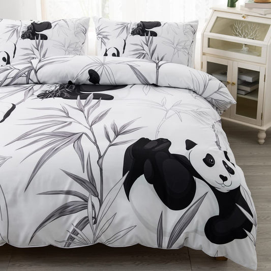 CVHOUSE Panda Bedding Queen Size,Cute Animal Bedding Set for Girls Kids Teens,Kawaii Comforter Set Cover Soft,1 Duvet Cover 2 Pillowcases 3 Piece,Chrismas Decor