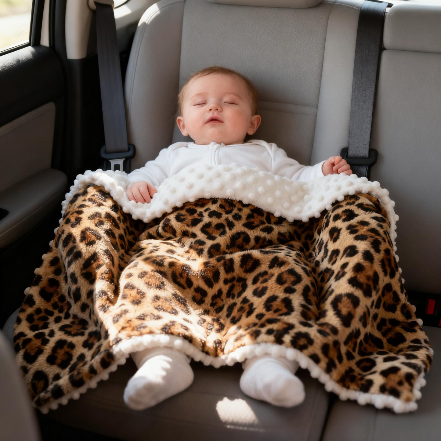 Baby Blanket for Boys Girls Super Soft Double Layer Minky with Dotted Backing Cute Cow Crib Receiving Blanket Bed Throws for Newborns Nursery Stroller Toddler 30 x 40 Inch (Brown Leopard)