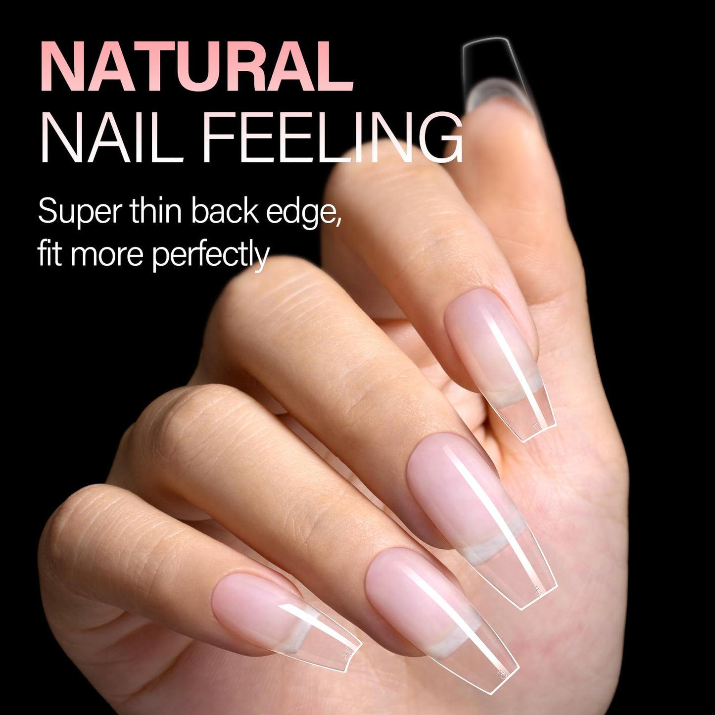AILLSA Long Coffin Nail Tips - 240pcs Thickened Pre-shaped False Nail Tips Half Matte Nails Tips, Acrylic Fake Nails Extension for Home Salon DIY