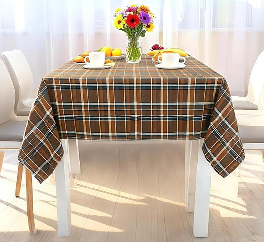 SKNSOFT Square Plaid Tablecloth Brown Table Cloth,Kitchen Dining Tabletop Decoration Checkered Table Covers for Outdoor and Indoor Dining,52 L x 52"
