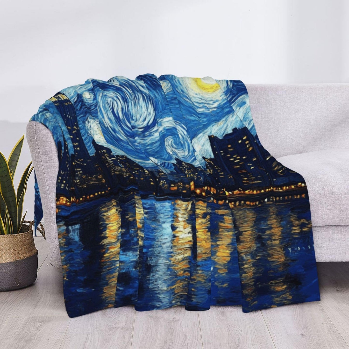 Cafemira Ultra-Soft Flannel Blanket,City Night View,Cozy Adults Fleece Blankets,40x30 Inch,for Sofa,Bed,Camping,Office nap,Couch Knee Throws,All Season,Practical Home Decor,Easy to fold