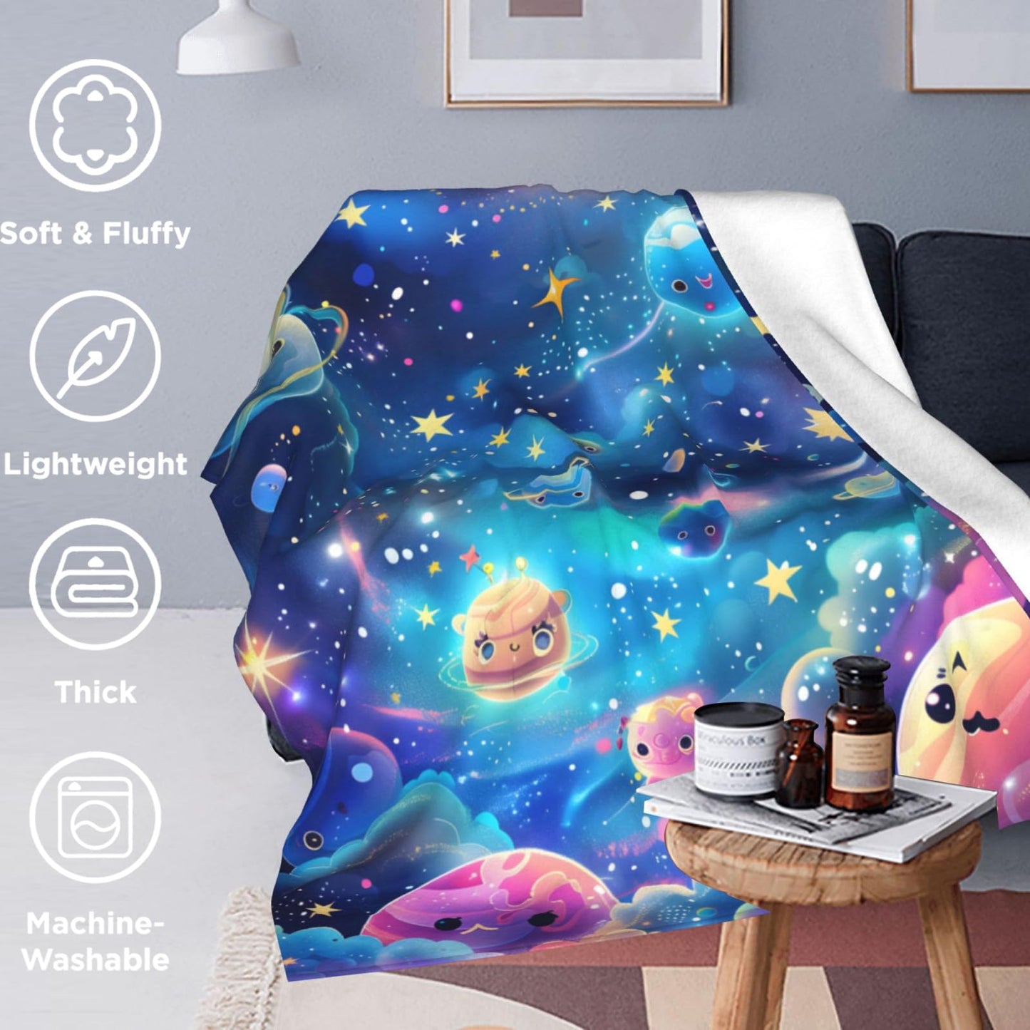 olpddz Black Cat Daisy Flannel Blanket Gifts for Pet Lover,60x50inch,Whimsical Garden Throw Blankets with Cute Kitten and Wildflower,for Bedroom,Sofa,Living Room,Camping Home Decor Throws