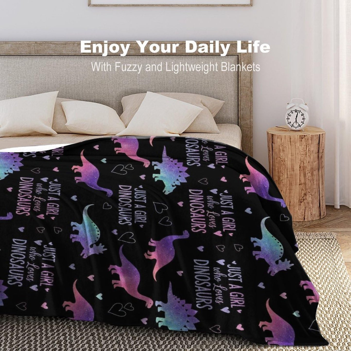 Meaudiwes Fashion Blanket Carpet, Flannel Blanket Winter Warm Blanket for Women Men Compatible with Just A Girl Who Loves Dinosaurs