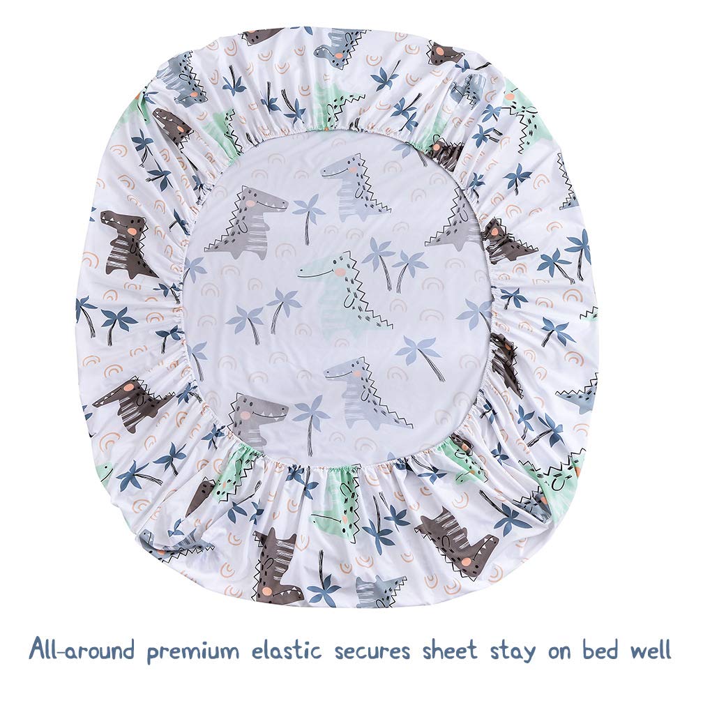 JSD Dinosaur Kids Sheet Set Twin Size, 3 Piece Palm Tree Printed Microfiber Bed Sheets Deep Pocket