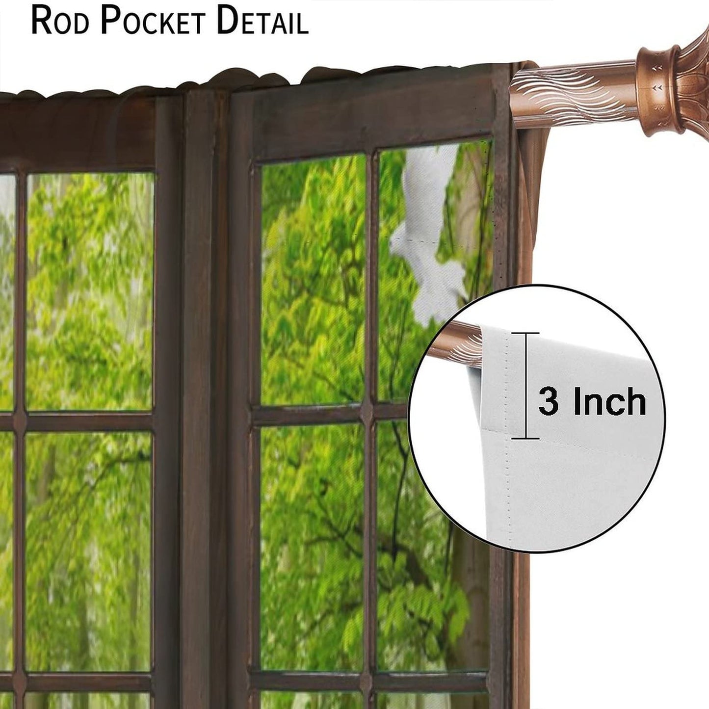AuiMzoo Landscape Curtains, 3D Window Spring Forest Wildlife Nature Scenery, Bedroom Living Room Blackout Thermal Curtains 2 Panel Set, 42x45 Inch, Style-4