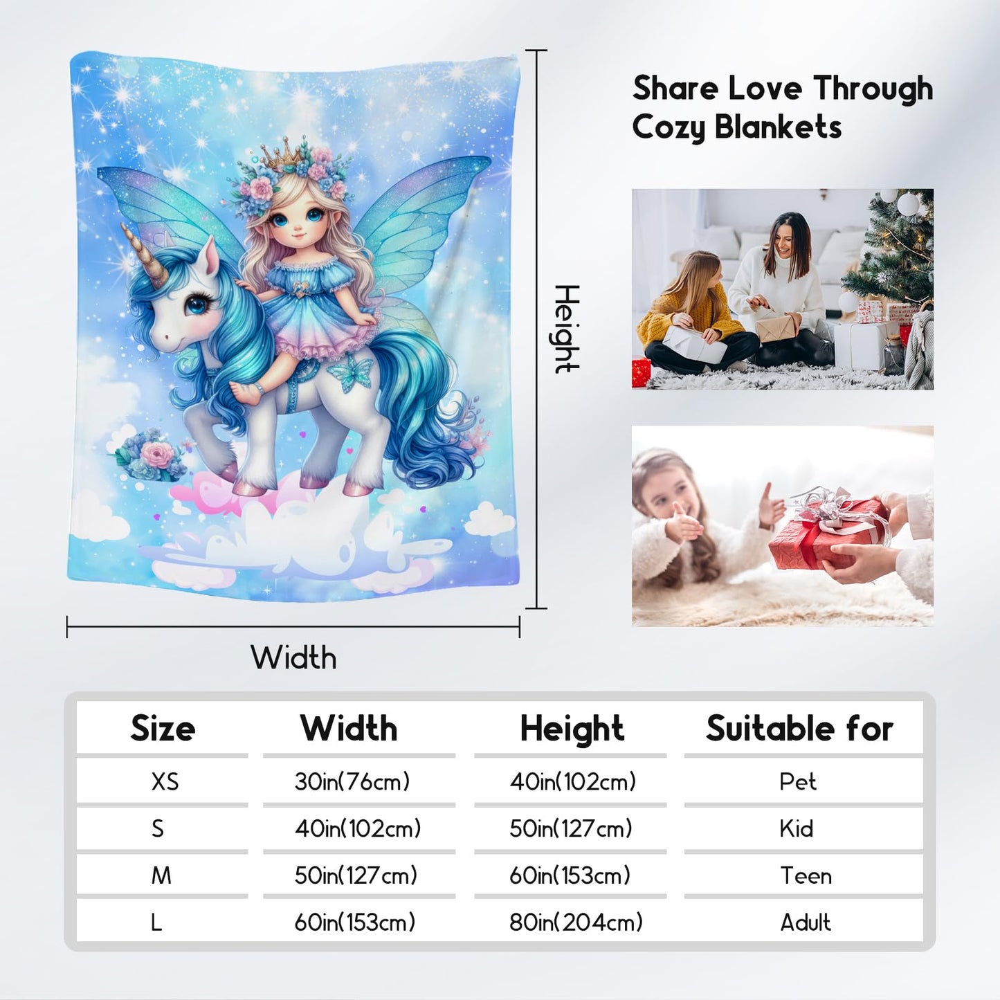 Blanket for Girls, Unicorn Blanket for Kids, Unicorn Gifts Soft Lightweight Throw for Sofa Couch Bed, 50"x60"