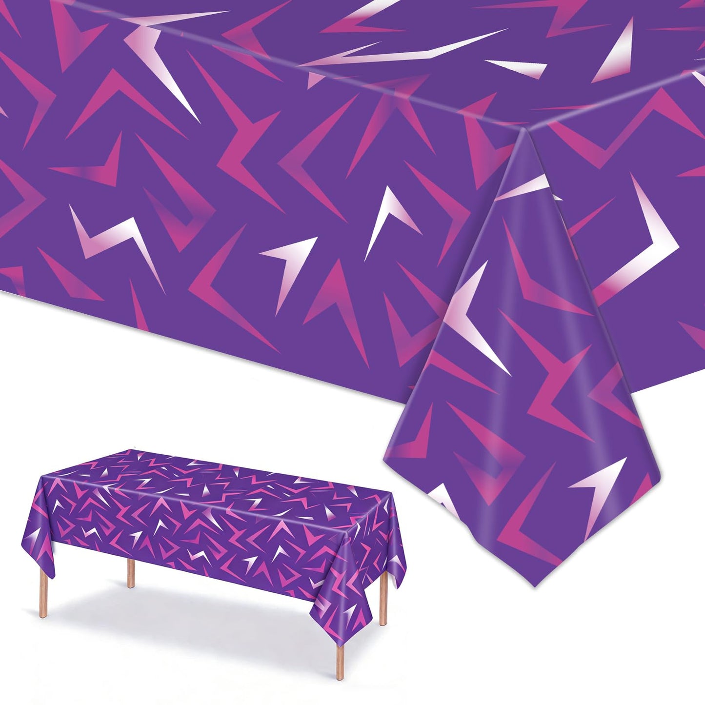 ORNALES 2Pcs Demon Hunters Birthday Tablecloth Decorations, 54 x 108 inches, Purple Lightning Pattern Disposable Plastic Tablecloths for Movie Kids’Party Birthday Bachelor Party Supplies(Purple)