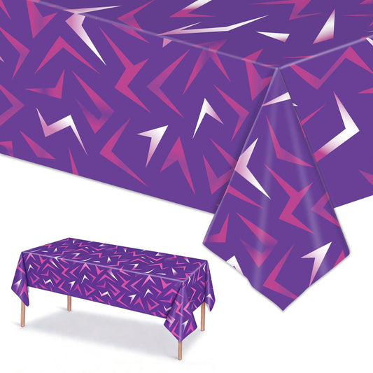 ORNALES 2Pcs Demon Hunters Birthday Tablecloth Decorations, 54 x 108 inches, Purple Lightning Pattern Disposable Plastic Tablecloths for Movie Kids’Party Birthday Bachelor Party Supplies(Purple)