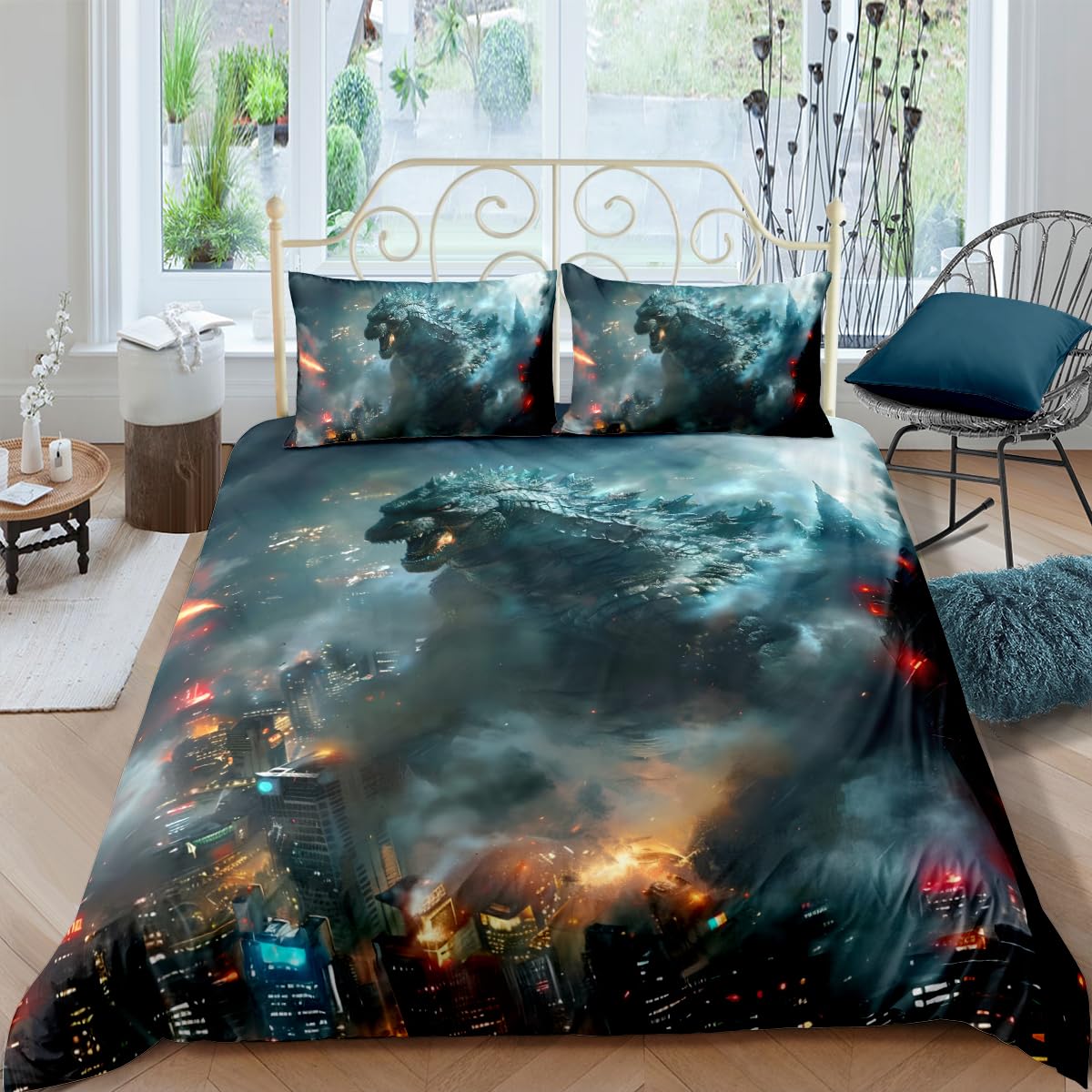 sonicpony Duvet Cover Set Boys Twin Full Size Dinosaur Comforter Cover 3 Pieces Bedding Set 1 Piece Quilt Cover with Zipper Closure 2 Pieces Pillow Shames for Kids Men No Comforter (Dino37, Twin)