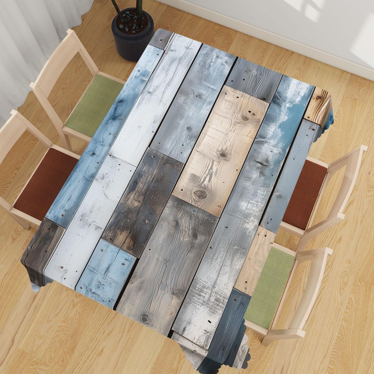 XYJFZL Farmhouse Tablecloth Wood Texture Abstract Rectangle Polyester Table Cloths Kitchen Table Cover for Dining BBQ Picnic Coffee Table 52 x 70 Inch 4-6 Seats