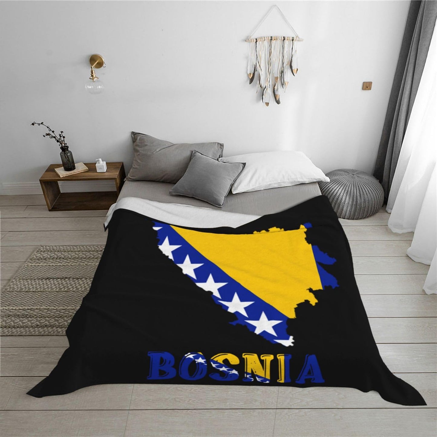 Bosnia Throw Blanket for Bed and Couch Warm Winter Style - Lightweight Cozy Blanket for All Seasons