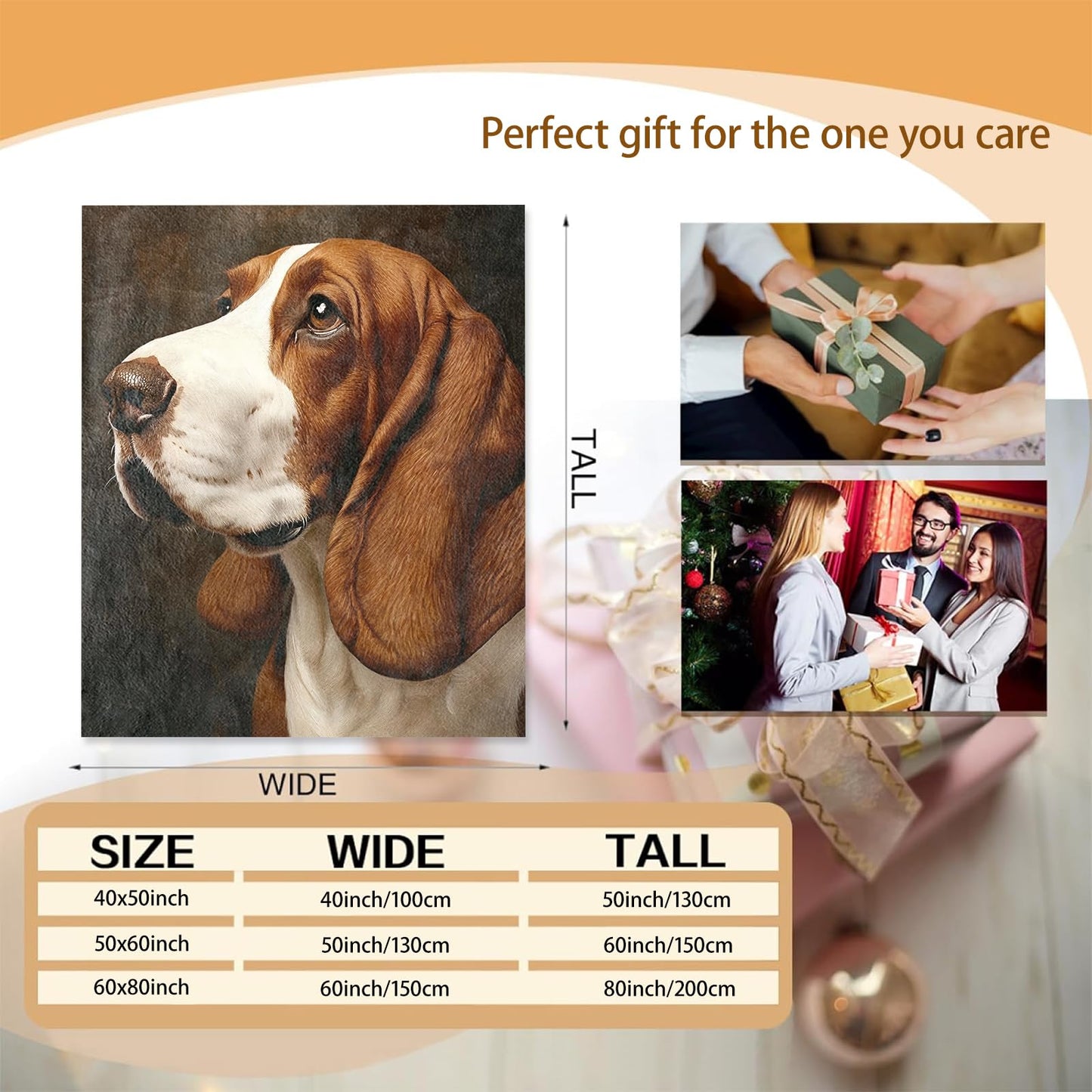 Basset Hound Theme Blanket Gifts for Women Girls, Soft Warm Lightweight Flannel Throw Blankets for Living Room Home Sofa Travel Decor 50" x 60"