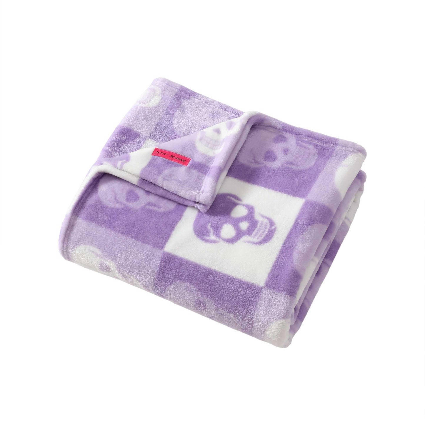 Betsey Johnson - Blanket, Buttery-Soft Throw Blanket for Couch or Bed, Boldly Plush & Oversized Bedding (Cracked Checkered Skull Purple, 50" x 70")
