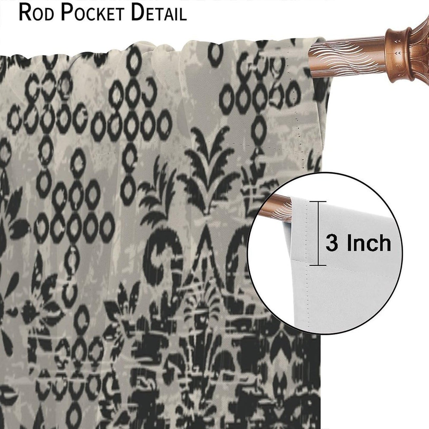 Nanacur Abstract Damask Floral Curtains, Patchwork Paisley Asian Geometric Ethnic Aztec Style Window Drapes, for Kitchen Living Room Bedroom 42" W X 45" L (Decorative)