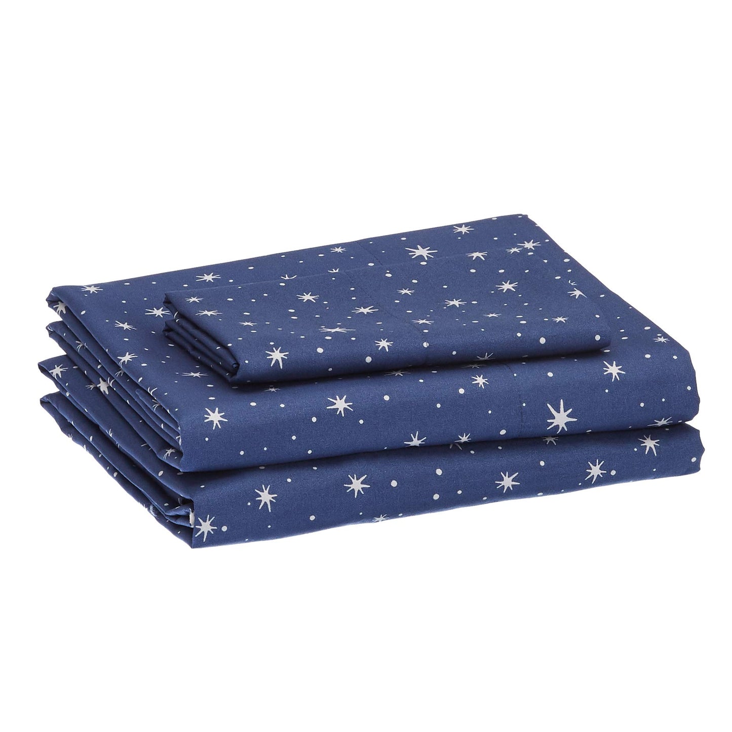 Amazon Basics Kid's Soft Easy-Wash Microfiber 3-Piece Sheet Set, Machine Washable, Twin, Navy Galaxy