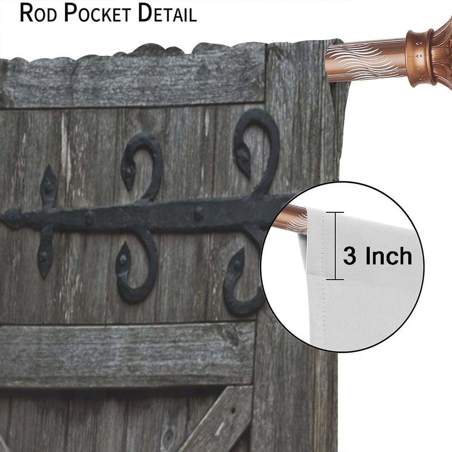 Nanacur Farmhouse Rustic Wooden Curtains, Vintage Door American Country Farm Rural Art Rod Pocket Window Treatment for Bedroom Living Room Kitchen Cafe Drapes 41" W X 45" L (No Blackout)