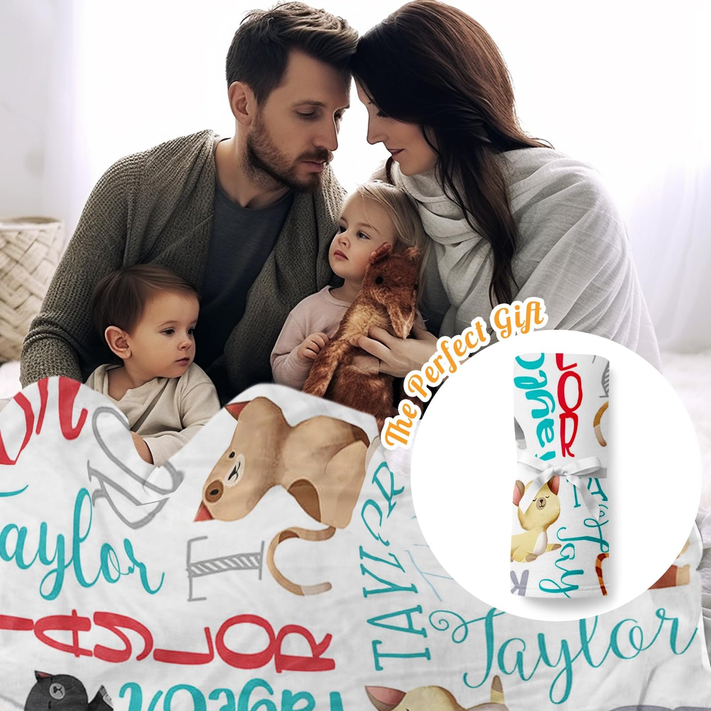 ZOTIMEF Custom Baby Blanket - Multi-Fonts Name with Cats Design - Personalized Flannel Blanket Soft Plush for Boys Girls Holidays Birthdays Gifts Color14