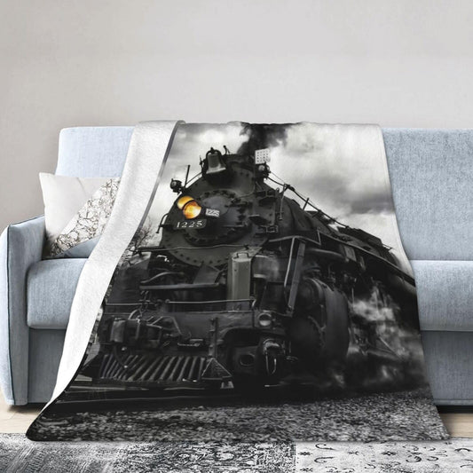 Ngzhyad Steam Train Blanket Warm Cozy Flannel Fleece Throw Blankets Gifts for Car Sofa Couch Bed Decorative 80"X60"