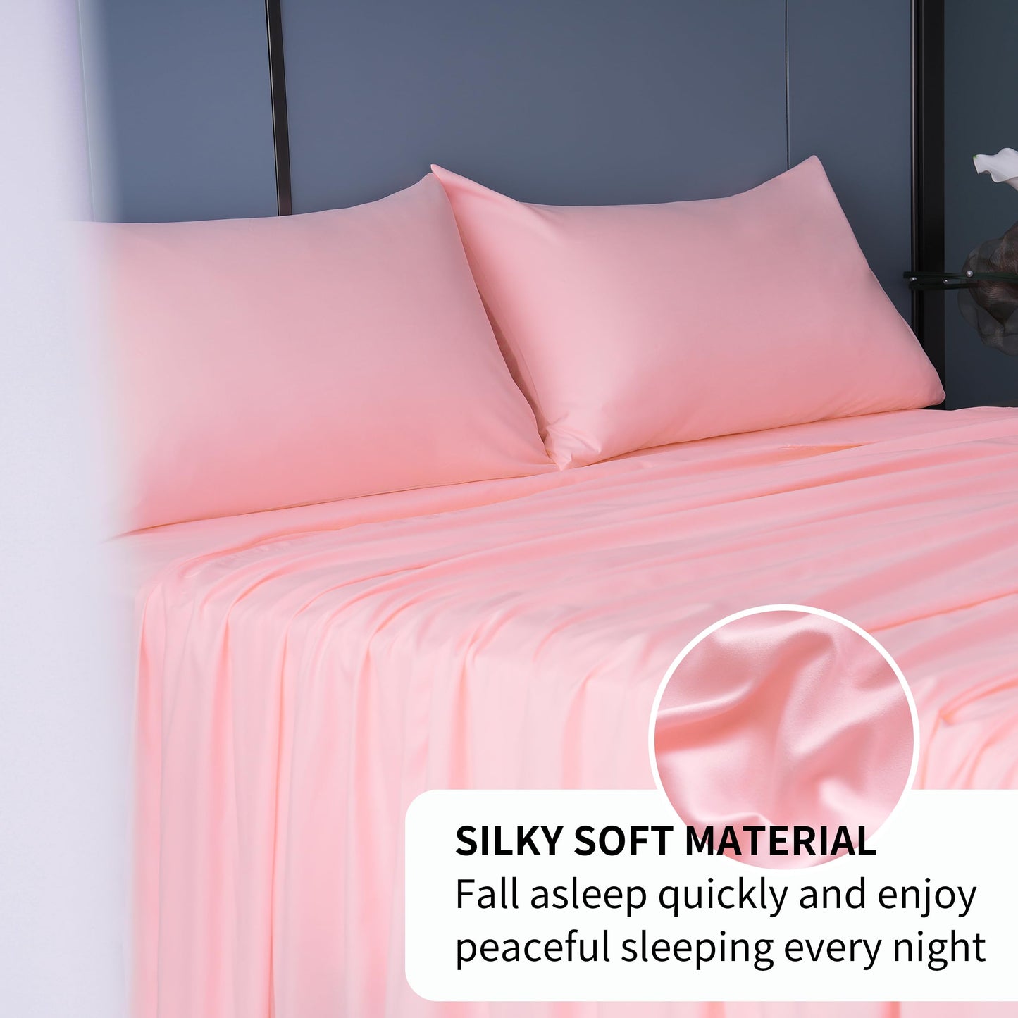 Best Season 4 Piece Bed Sheet Set (Queen,Blush Pink) 1 Flat Sheet,1 Fitted Sheet and 2 Pillow Cases,100% Brushed Microfiber 1800 Luxury Bedding,Deep Pockets,Extra Soft & Fade Resistant