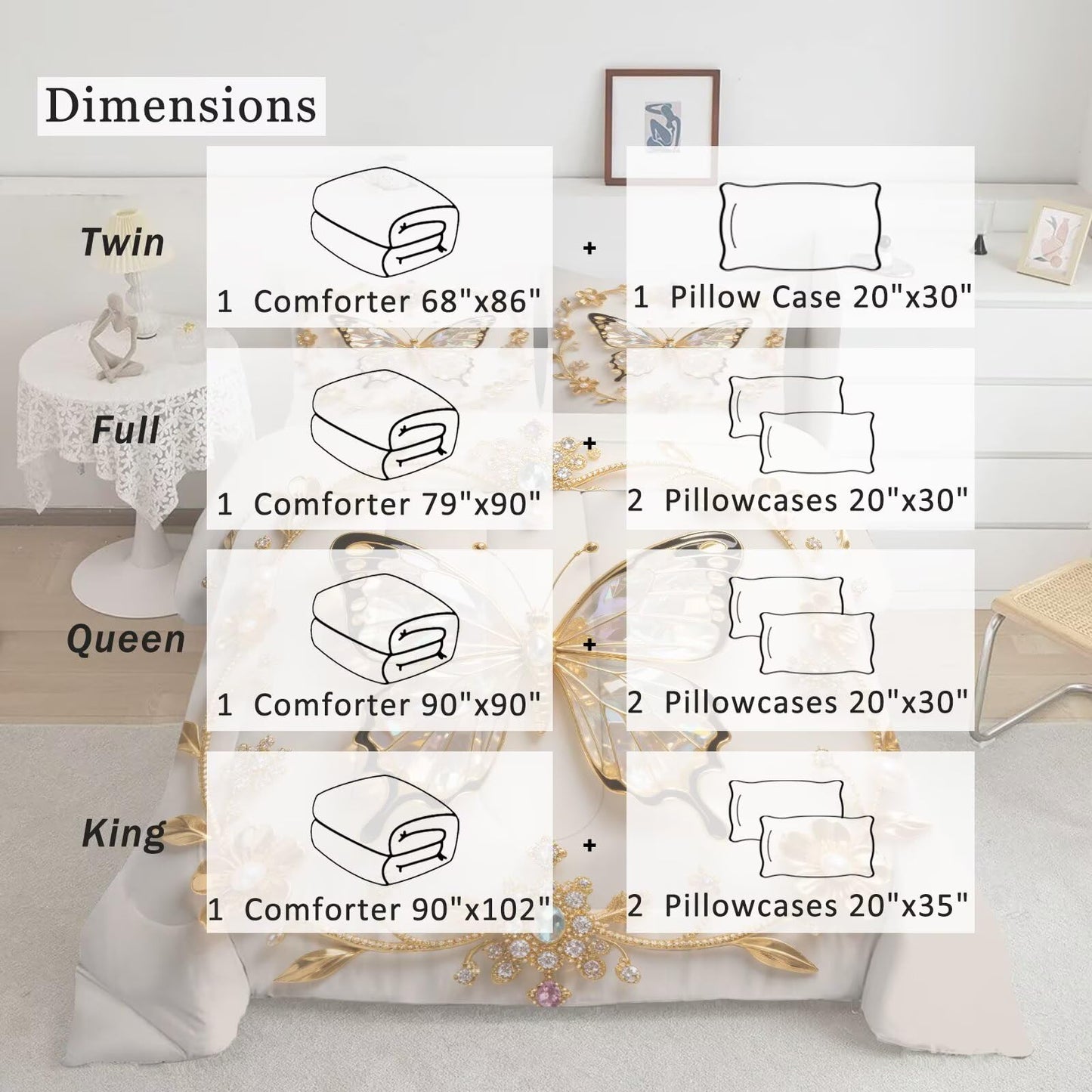 DJNEAR Butterfly Comforter Set Twin Size Black and Gold Bedding Sets for Girls Kids Teen Women Bedroom Diamond Butterflies Printed Quilt Room Decor 1 Comforter 1 Pillowcase