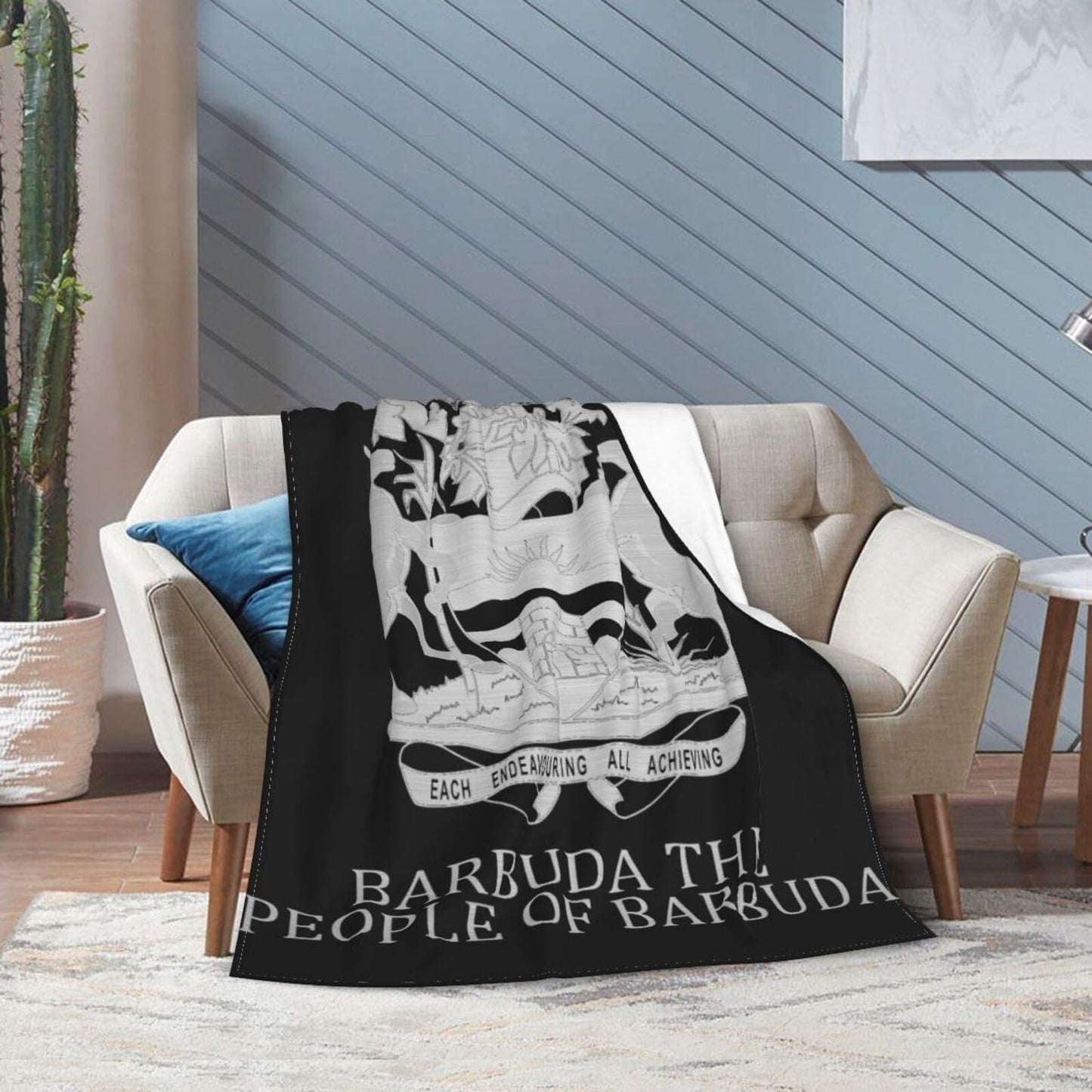 Barbuda Flag Logo Blanket Throw Blanket for Couch Sofa Plush Fleece Bed Blankets Lightweight Comfy Flannel Ultra-Soft Warm Blankets for Home Camping Travel Gift 80"X60"
