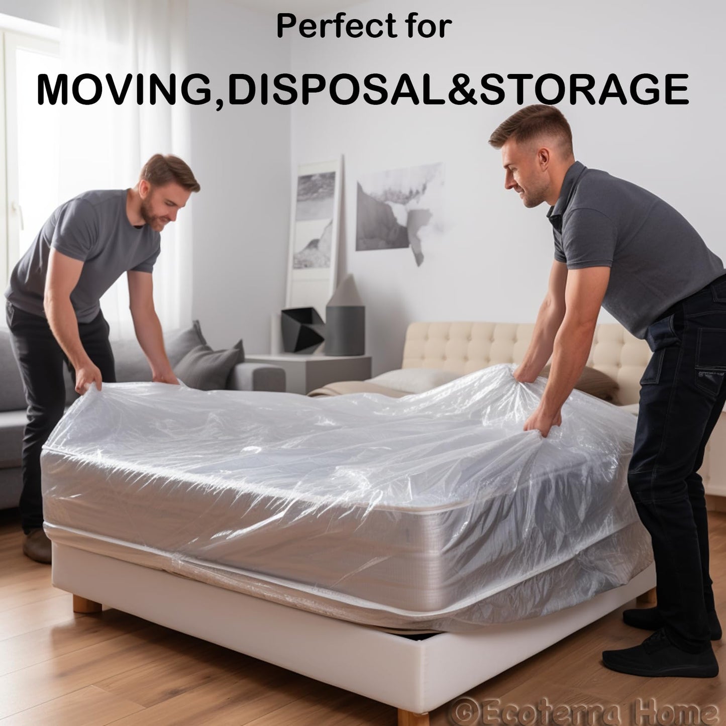King/California King Mattress Bags for Moving, 4 Mil Thick Heavy Duty Waterproof Mattress Cover, Tear Resistant Protection, 2 Pack