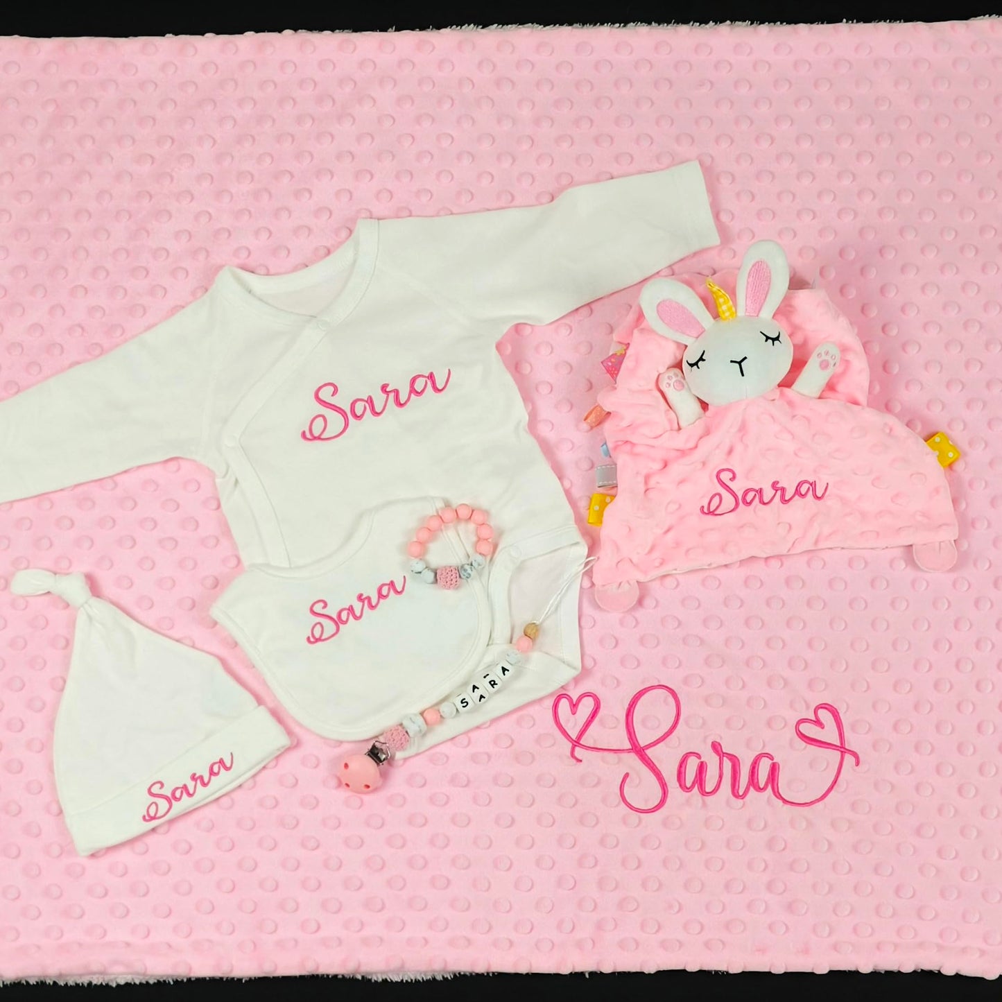 Personalized Baby Blankets for Girls and Boys, Custom Baby Blanket with Name, Embroidered Soft Minky Fleece Customized Nursery Blanket, Newborn Shower Christening Birthday Gift, 27 * 35 Inch