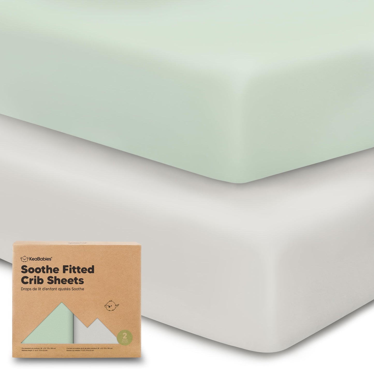 KeaBabies 2-Pack Organic Cotton Crib Sheets for Boys, Girls - 52x28 Fitted Crib Mattress Sheet Neutral, Breathable Cover for Baby Bed Set, Toddler Mattress, Soft & Cute Prints (Sage)