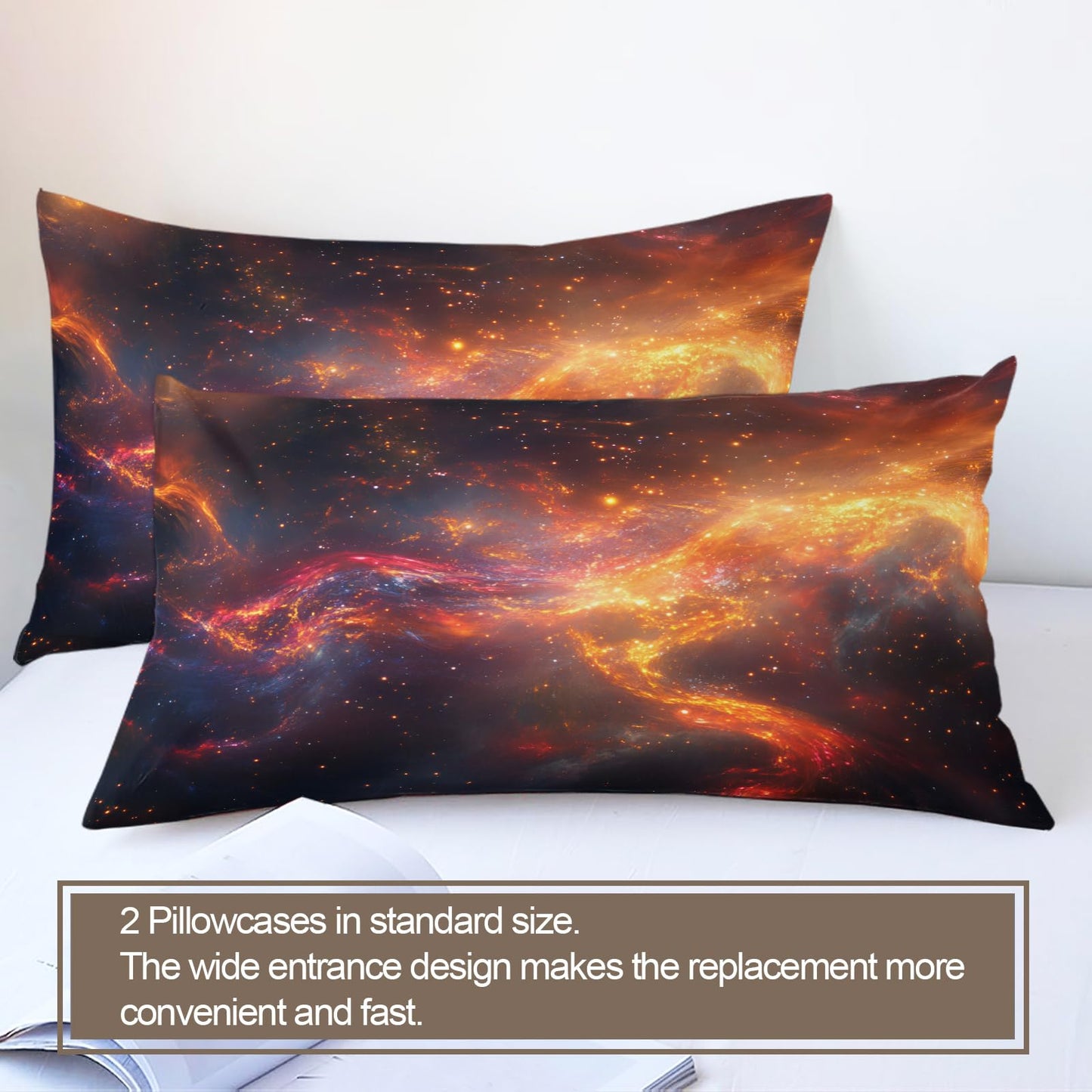 PAISUOQ Galaxy Duvet Cover Full Size, Space Landscape Bedding, 3 Piece, Soft Microfiber Patterned Comforter Cover with Zipper Ties & 2 Pillowcase, Cosmic Nebula Bedroom Decor & Gifts