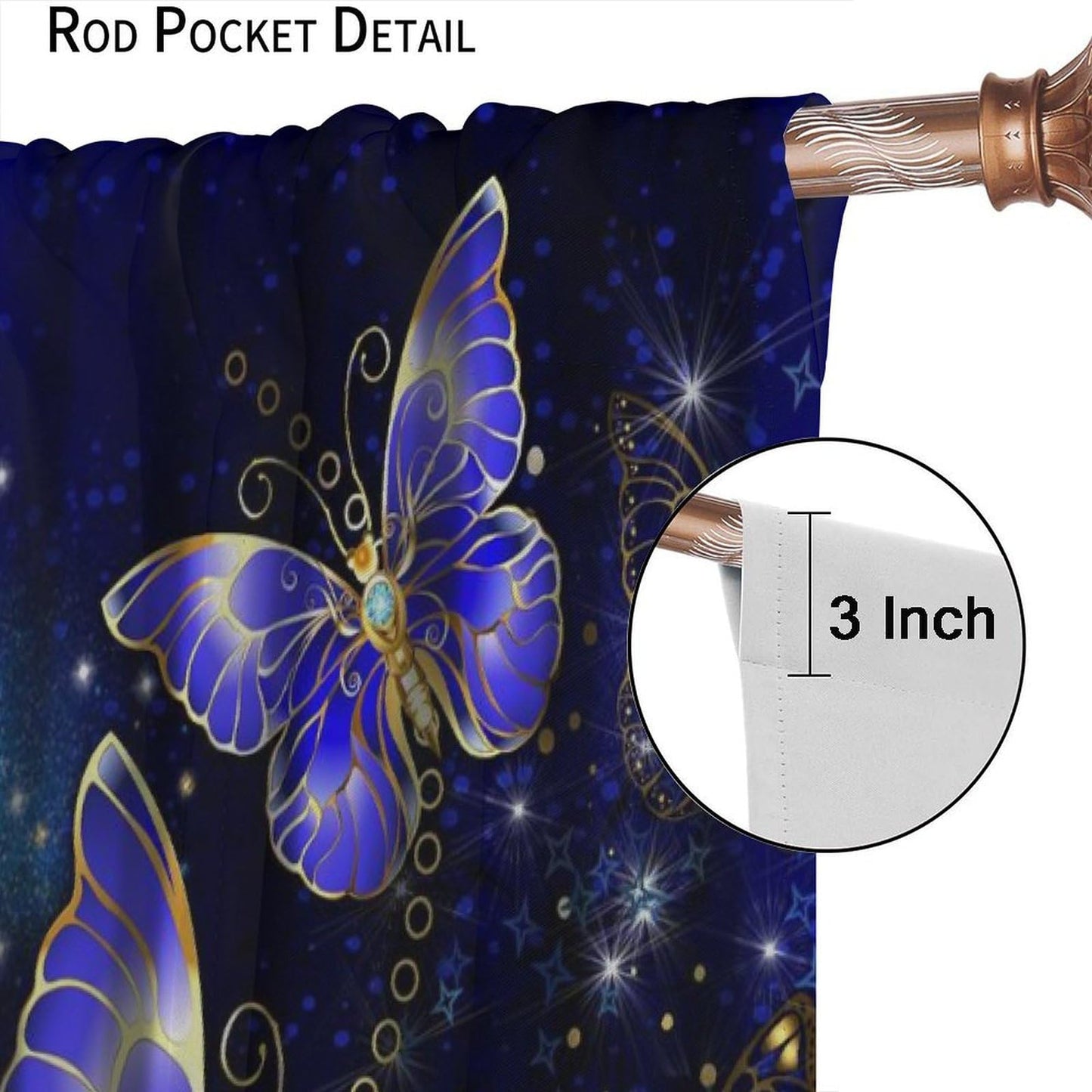 Yearn Jear Golden Butterfly Curtains,Modern Abstract Style DecorWindow Door Curtains for Kids Girls Bedroom Living Room Home Decor W42xL45in Decor