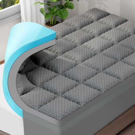 OLANLY Dual-Layer 4 Inch Queen Mattress Topper for Back Pain, 2 Inch Gel Memory Foam Support Base and 2 Inch Cooling Pillow Top Mattress Pad Cover, Plush Pressure Relief, Deep Pocket, Grey