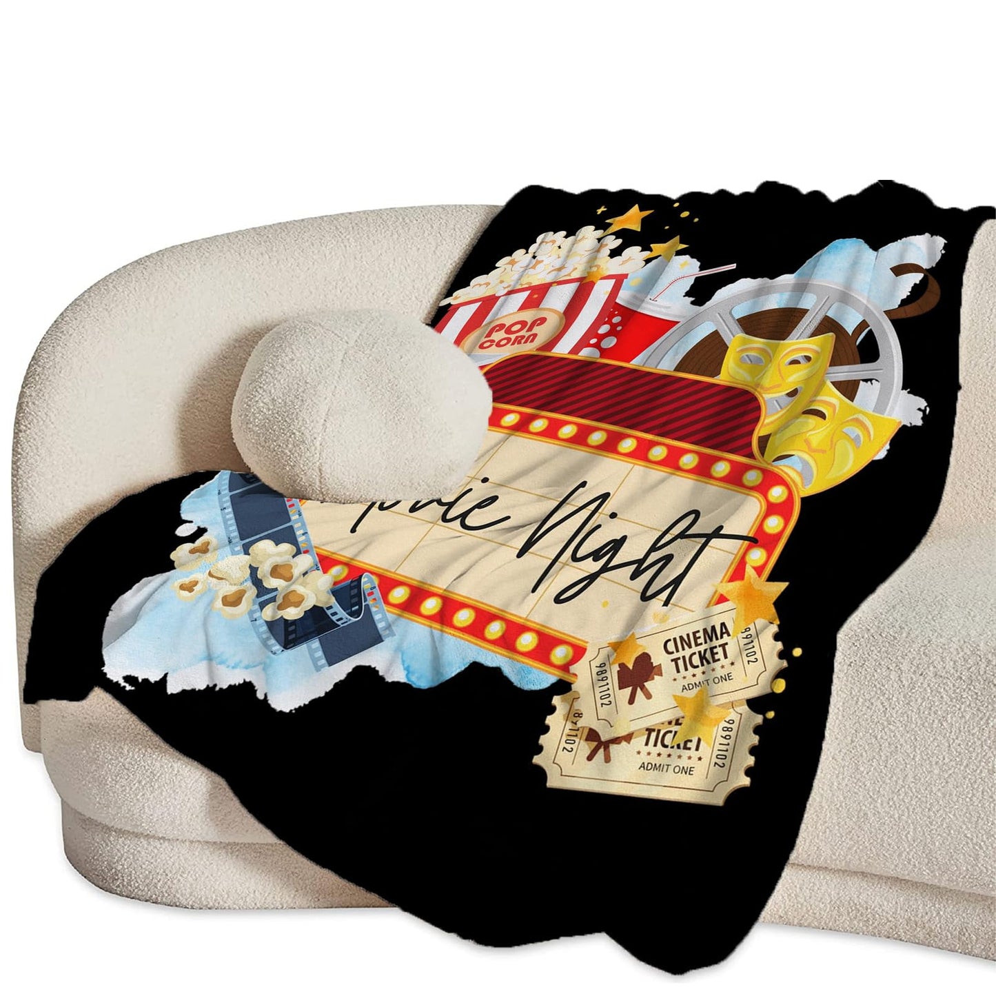 Golakra Movie Blanket Movie Lover Throw Blankets Plush Cozy Flannel Fleece Fuzzy Theater Home Film Cinema Blanket Gifts for Girls Women Men Boys Kids Bed 50"X40"