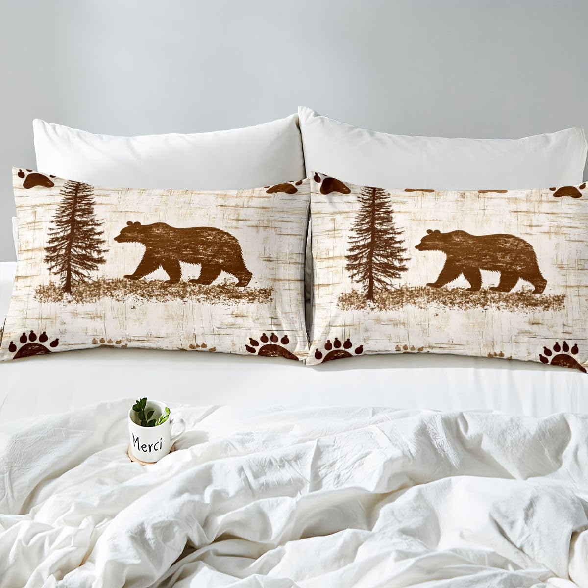 Erosebridal Bear Sheet Set Full | Rustic Farmhouse Bed Sheets for Kids Boys Girls Wildlife Jungle Hunting Flat Fitted Sheet Countryside Wild Animal Sheets 3 Pcs