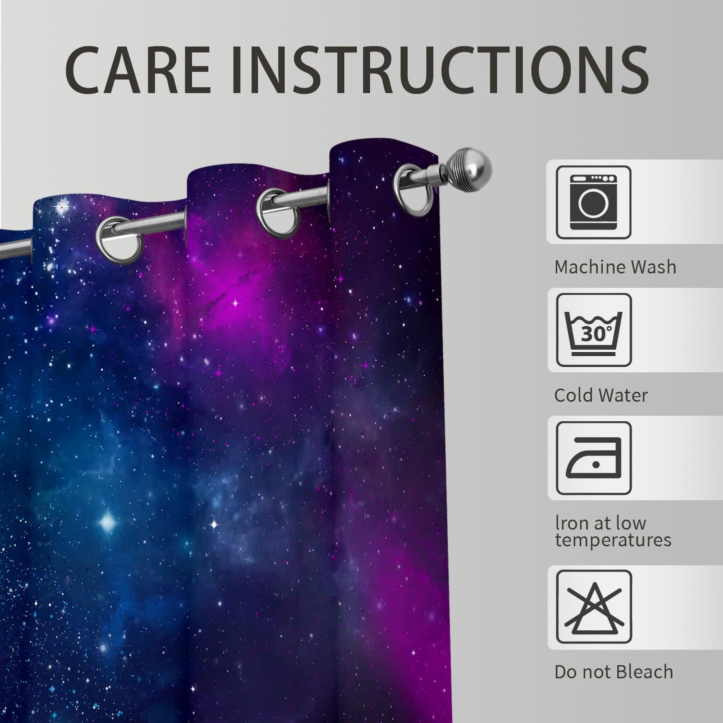 keepitcozi Galaxy Space Blackout Curtains for Bedroom Living Room Outer Nebula Universe Starry Sky Stars Decor Grommet Thermal Insulated Darkening Window Drapes 2 Panel Set, 52Wx63L