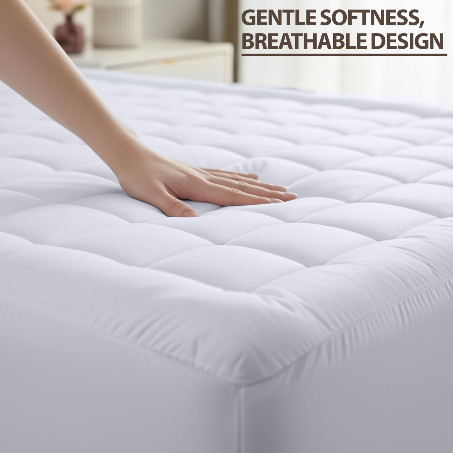 Utopia Bedding King Mattress Pad, Quilted Fitted Premium Mattress Protector, Deep Pocket Cover Stretches up to 16 Inches, Fluffy Pillow Topper (78x80 Inches, White)