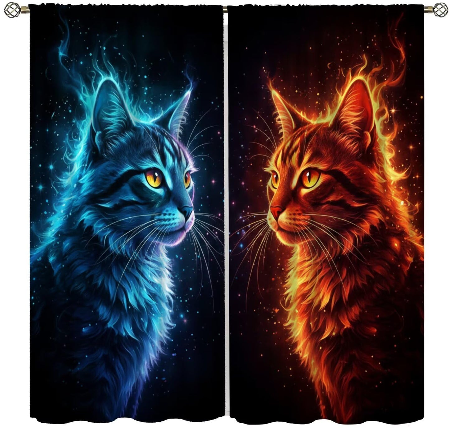 PHTAYOT Cat Curtains for Girls Boy Home Decor Lovely Pet Kitten Cute Kids Animal Pattern for Bedroom Living Room Bathroom Rod Pocket Decor Window Drapes,2 Panels Set,42x45 Inch
