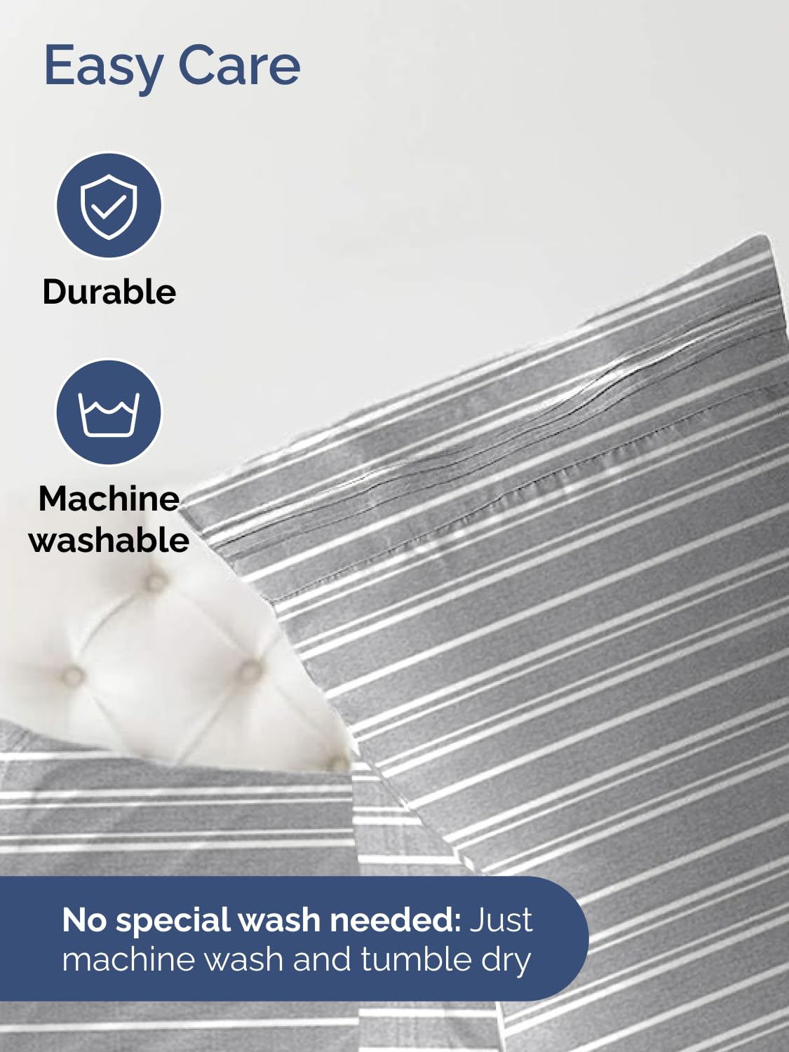 Extra Deep Queen Fitted Sheet - Hotel Luxury Single Fitted Sheet Only - Easily Fits 18 inch to 24 inch Mattress - Ultra Soft, Wrinkle Free with Extra Deep Pockets - Breathable & Comfy - Grey Stripes