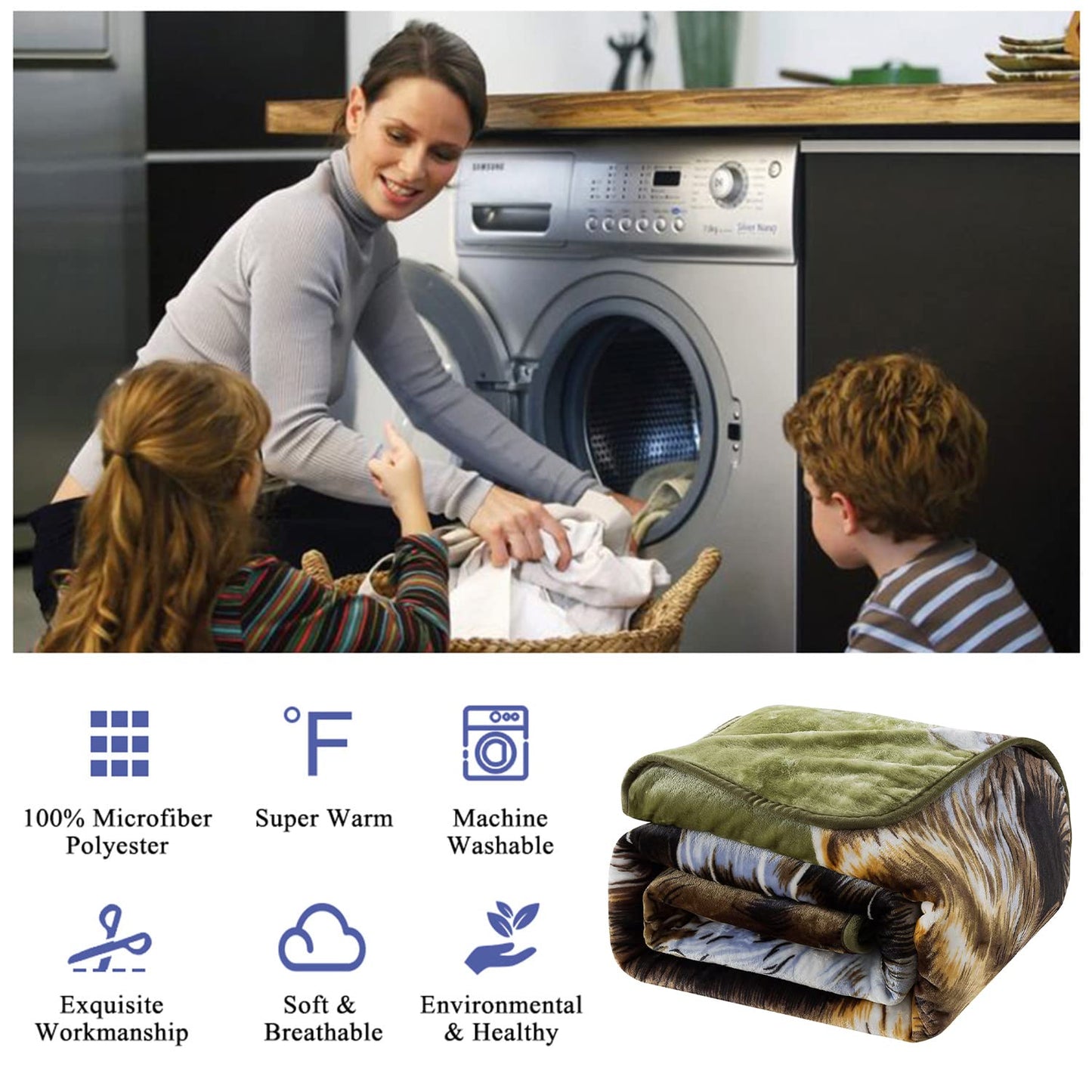 JYK Plush Fleece Blanket Queen Size 91" x 75", 3.7LBs 1 Ply Soft Korean Mink Warm Lightweight Bed Blanket for Autumn Winter