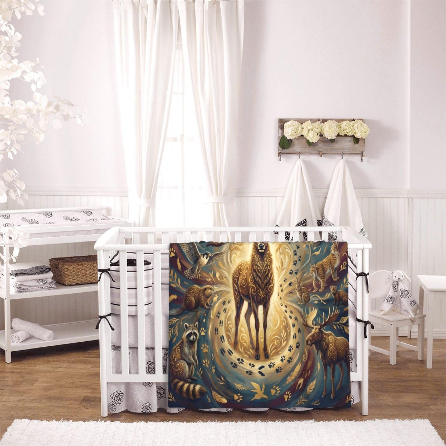 Gbuzozie Deer Owl Eagle Rabbit Wolf and Tiger Wild Animals Fleece Blanket Lightweight Elk Hunting Gifts Throw Blanket for Sofa Couch Bed Camping Travel - Super Soft Cozy Microfiber Blanket 50"X40"