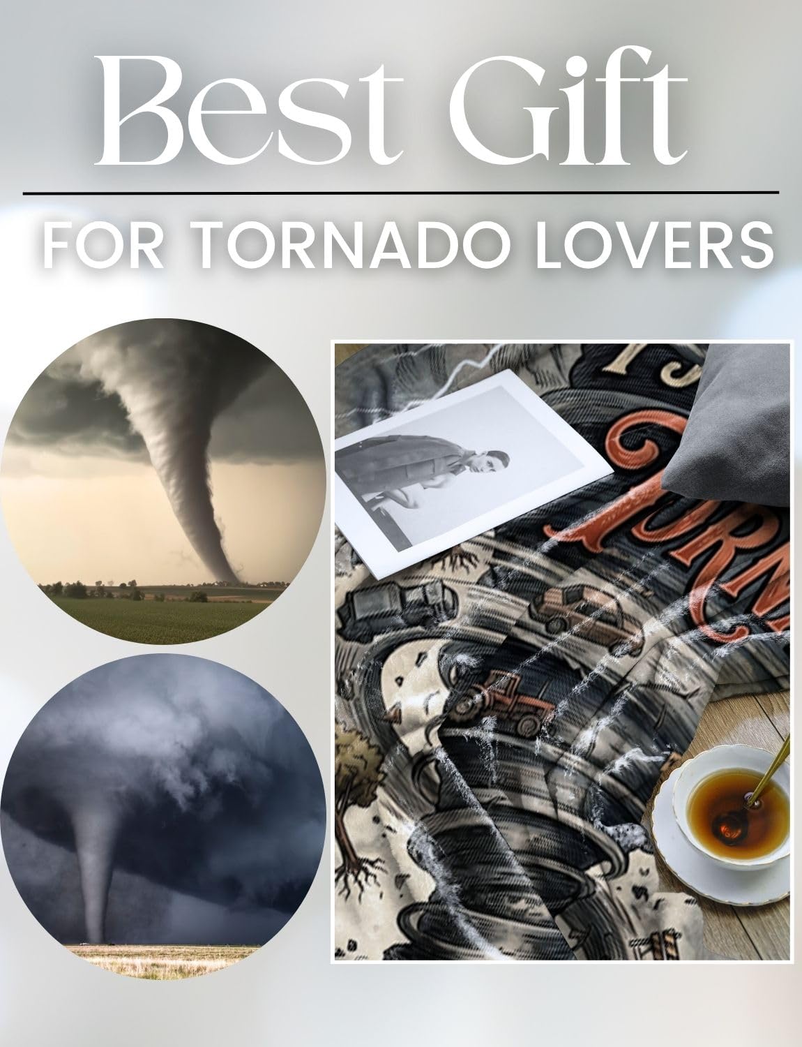 Tornado Gifts, Tornado Themed Flannel Blanket, Throw Blanket Gifts for Appreciation Christmas Birthday, 50x65 Inches