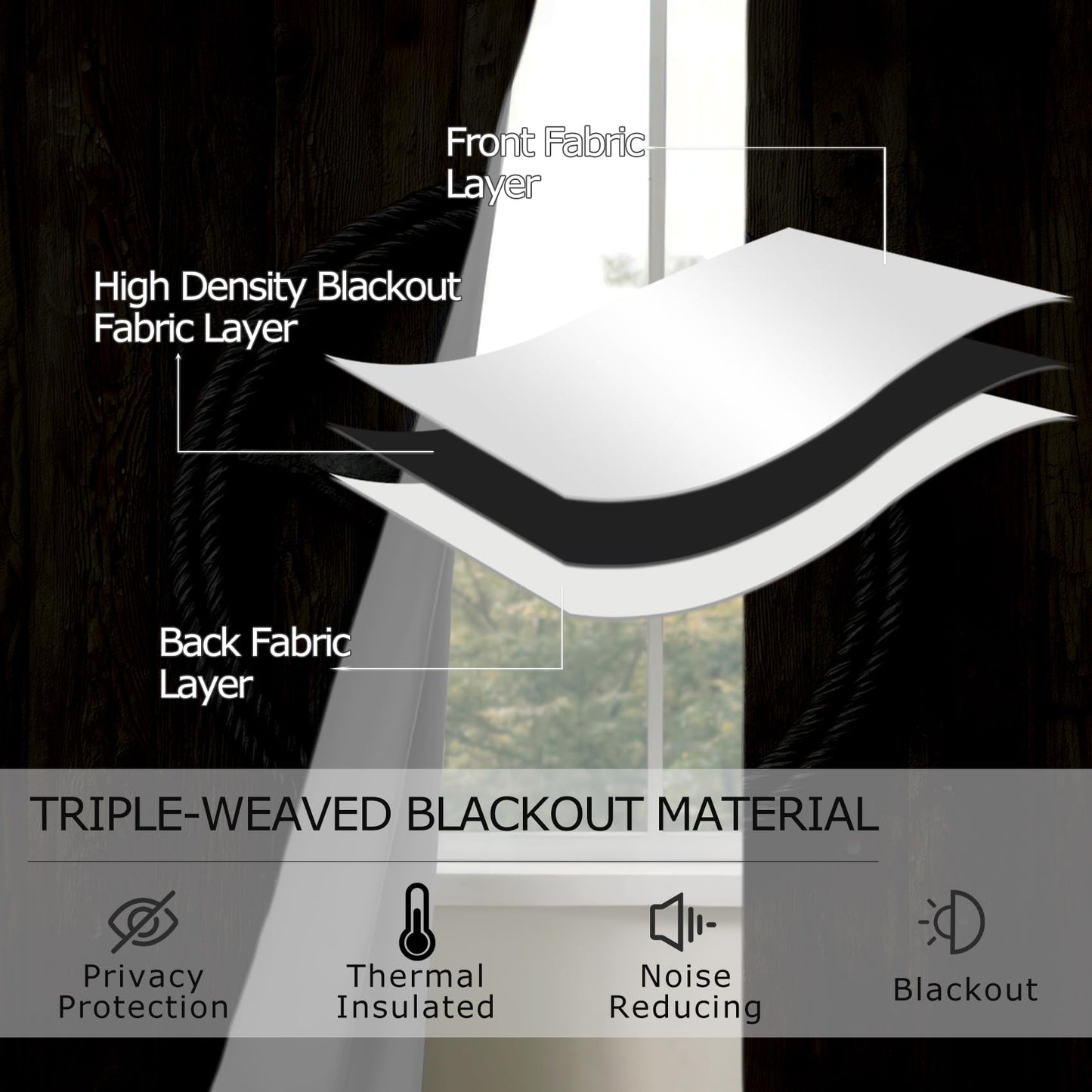 Solvivae Rustic Barn Door Curtains 54 Inch Length, Texas Star Blackout Curtains for Bedroom Living Room, Room Darkening Thermal Insulated Grommet Drapes, Western Window Curtain